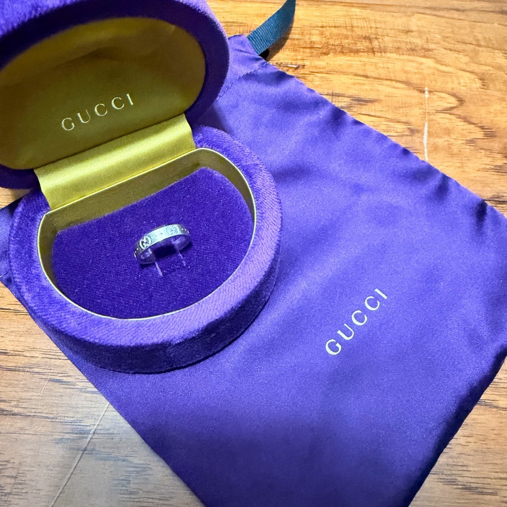 Gucci Silver Ring in Purple Box size 12